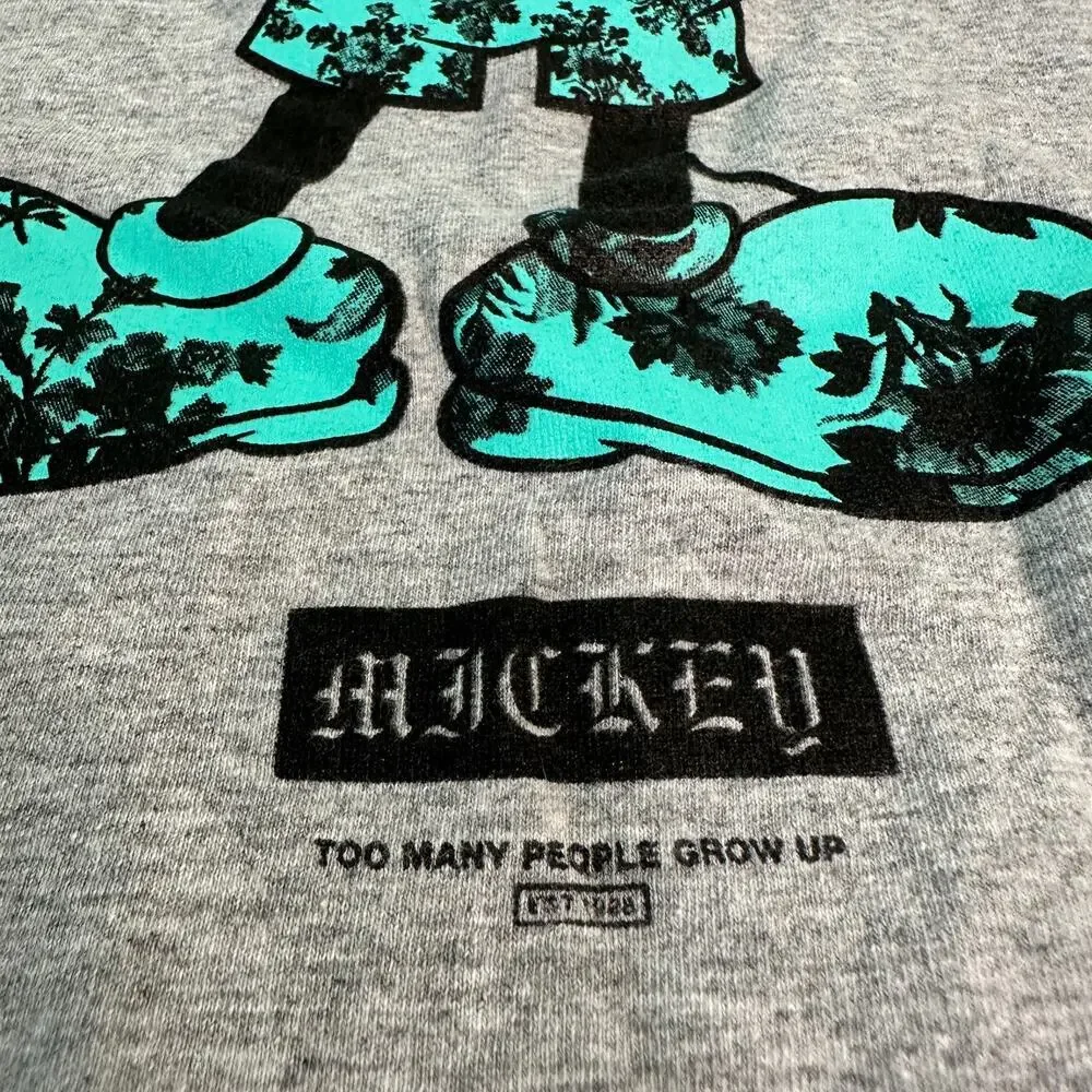 Disney Mickey Mouse Shirt Mens‎ Large Neff Too Many People Grow Up Gray Teal